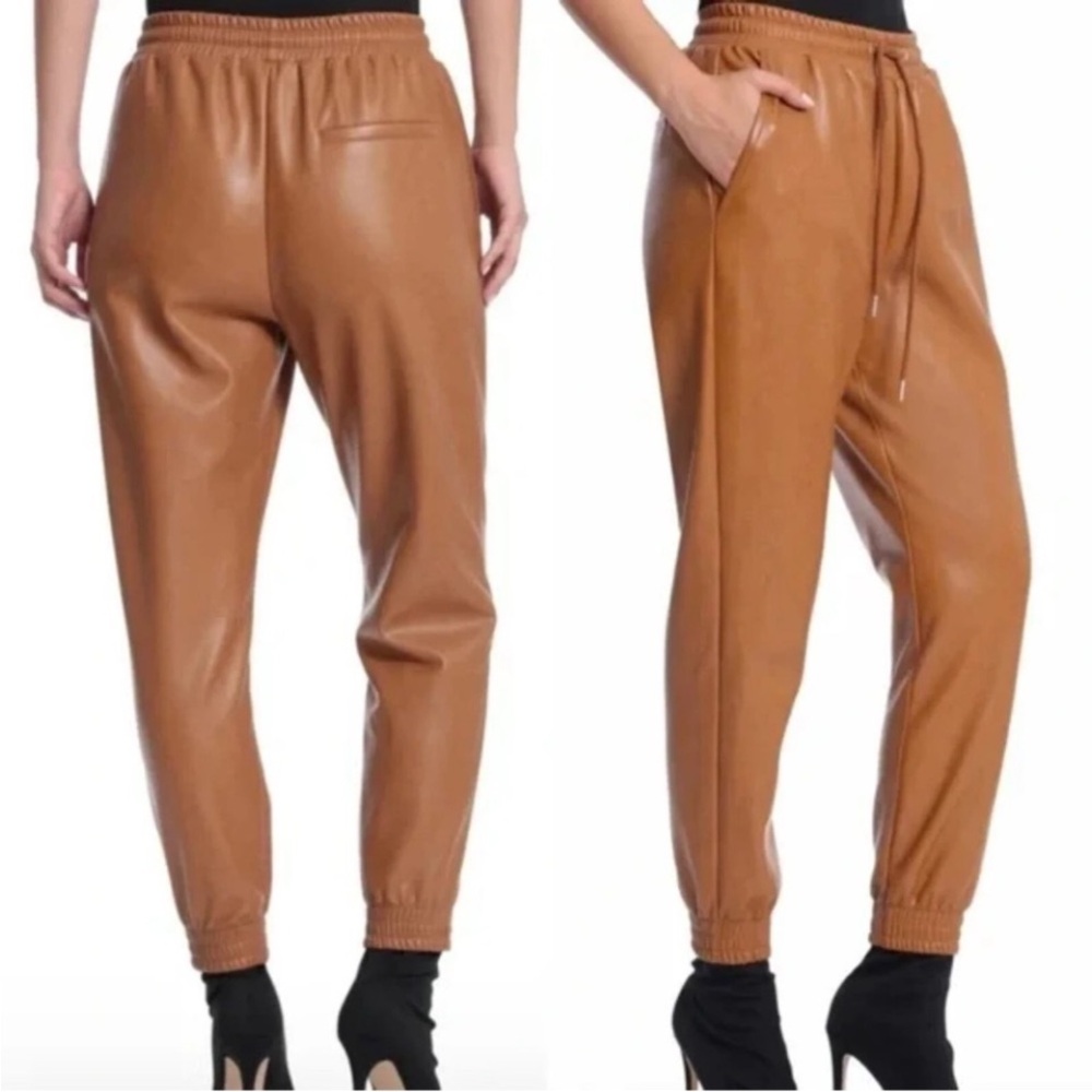 Bagatelle Women's Faux Leather Drawstring Joggers Pants Size XS NWOT